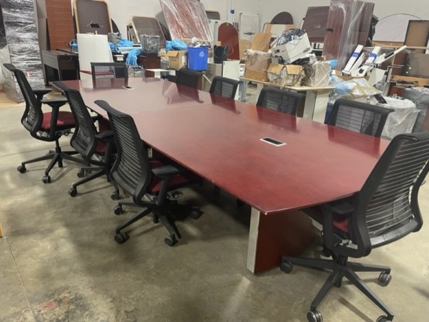 12' Cherry Veneer Conference Table Atlanta Office Liquidators